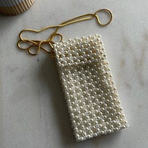 Pearl Beaded Crossbody Phone Purse Ivory Bride